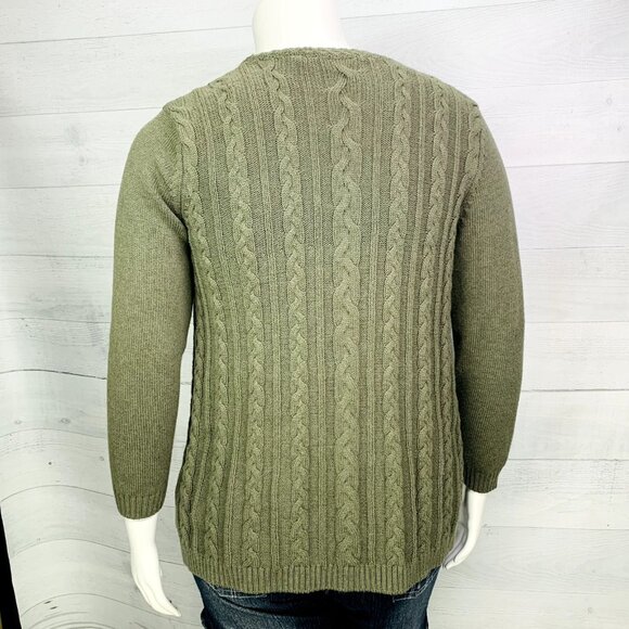 Soft Surroundings Womens Wren Cable Cardigan Buckle Closure Green Size M - Picture 9 of 13